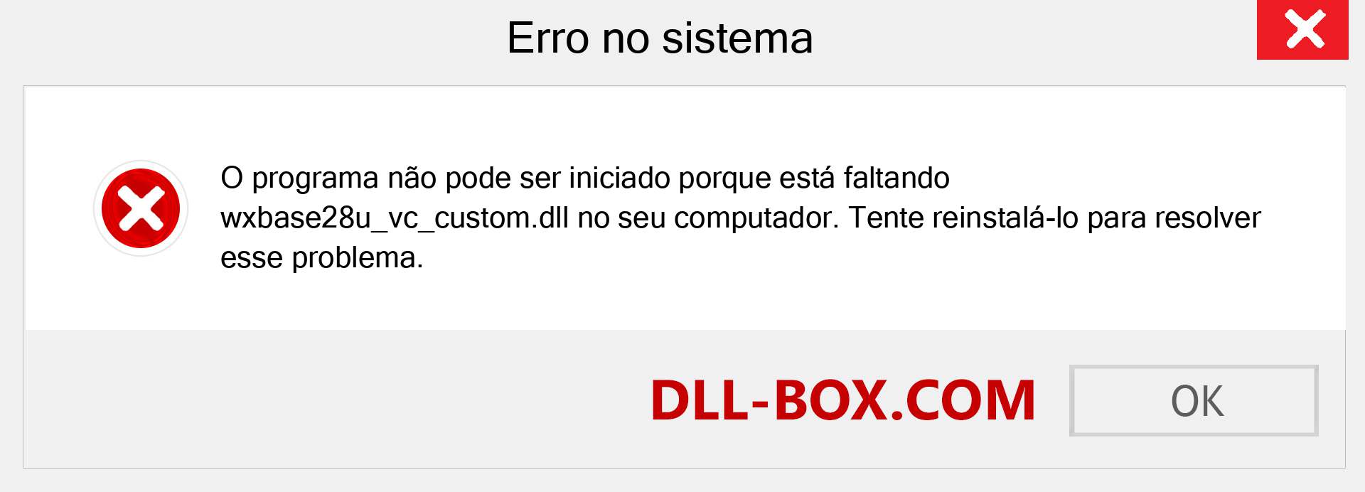 Arquivo wxbase28u_vc_custom.dll ausente ?. Download para Windows 7, 8, 10 - Correção de erro ausente wxbase28u_vc_custom dll no Windows, fotos, imagens